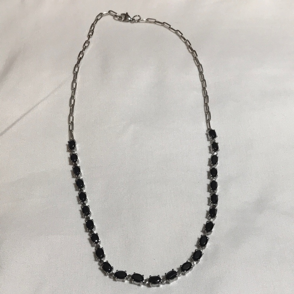 Black Spinel Paperclip Necklace